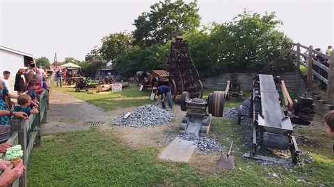 1925 Gas-Powered Loader Machine Built by Conant Mach Co. Stock Footage 79794046