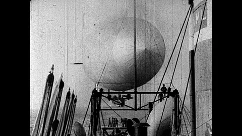 1928-Airship / SS American Trader / Atlantic Ocean / 1928 Stock Footage