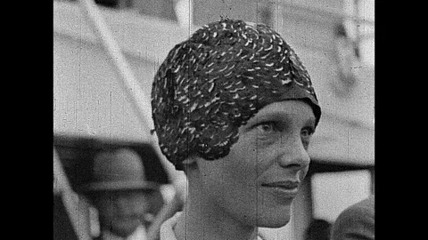 1928-Trans Atlantic Flight / Amelia Earhart / USS Joseph T. Dickman / 1928 Stock Footage