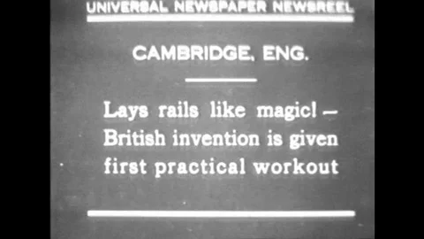 1929 - An automated device on a train car is used to lay new railroad tracks in 스톡 동영상 118608042