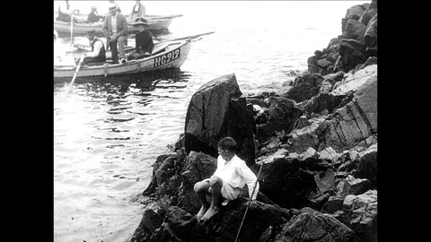 1929-Beach Life / Bathing / Sweden Stock Footage