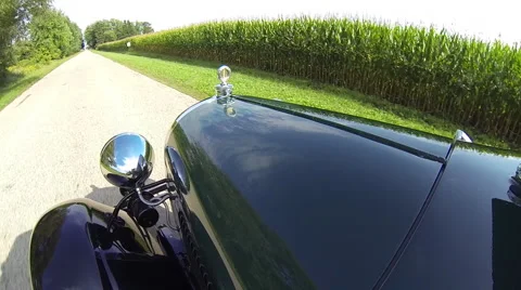 1929 Ford Model A POV Corn Field Background Vídeo Stock 41410315