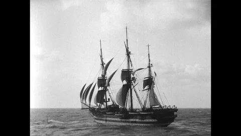 1929-Sail Training Ship / Italian Navy / Italy / 1929 Stock Footage