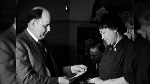 1930 Man Pays Woman Counts Dollar Bills Alimony Money Cash Vintage Film Movie Stock Footage