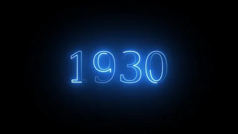 1930 neon line text. Abstract 1930 neon text animation, Glowing neon number.. Stockbeeldmateriaal 337831504