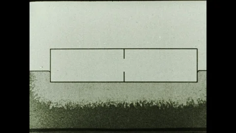 1930s: Animated rectangle splits into two rectangles. Animated jagged lines Video stock 119074403