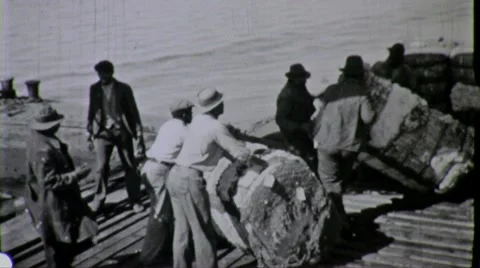 1930s BLACK Men African American Bale COTTON Workers Vintage Film Home Movie Stock Footage