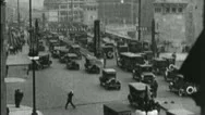 1930S Cars People Cross Madison Street Bridge Chicago Vintage Film Home Movie Stock Footage