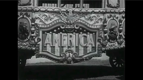 A 1930s, early 40s circus sideshow barker presents a Dixie Jubilee Minstrel Show Stock Footage 118406679