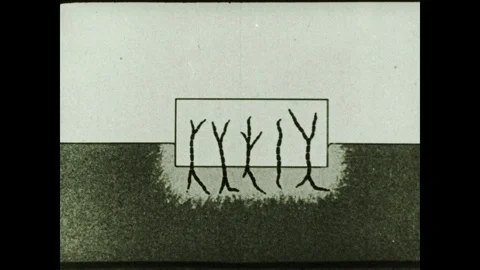 1930s: Jagged lines appear between square and surface. Jagged lines dissolve and Video stock 119074419