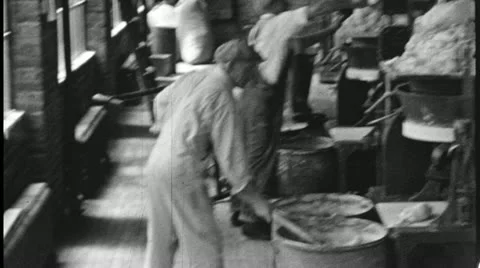 1930s Men INDUSTRY FACTORY Worker Production Industry Vintage Film Home Movie Stock Footage 11860370
