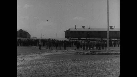 1930s - Men waving in front of cabins in Chewacla Sate Park, Alabama Stock Footage 157612431
