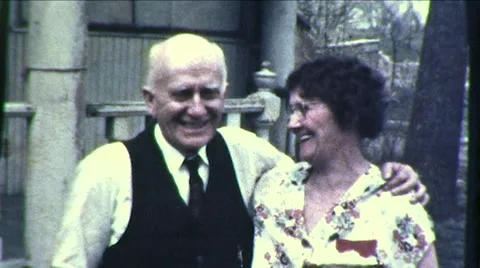 1930s Old Couple Happily Married Hugging Smiling Vintage Film Home Movie  Stock Footage