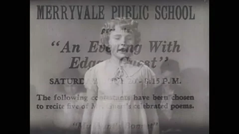 1930s: Program "Merryvale Public School: An Evening with Edgar A. Guest" is Video stock 163609610