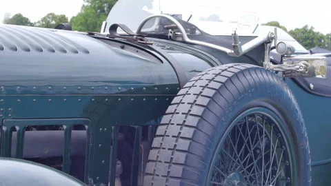 1931 Bentley supercharged blower camera tilt from windshield Video stock 156582117