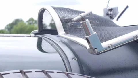 1931 Bentley supercharged blower camera pan to wing mirror Stock-Footage 156582279