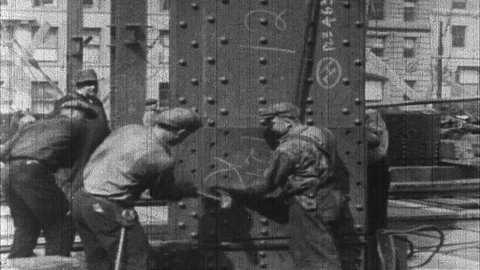 1931-Empire State Building / Working / New York City / 1930-1931 Vídeo Stock 77813073