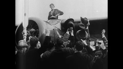 1932-Amelia Earhart / Atlantic Crossing / 1932 Stock Footage