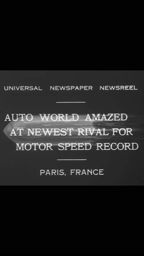 1932 - A bullet-shaped vehicle sets a new motor speed record in Paris, France. Stock Footage 287568448