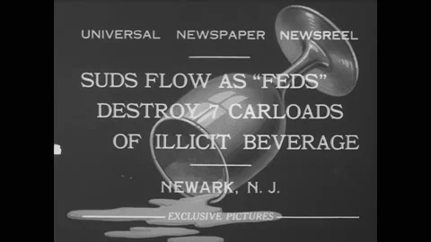 1932 - Cops use axes to bust up beer barrels in Prohibition Era New Jersey, then Stock Footage 205508408