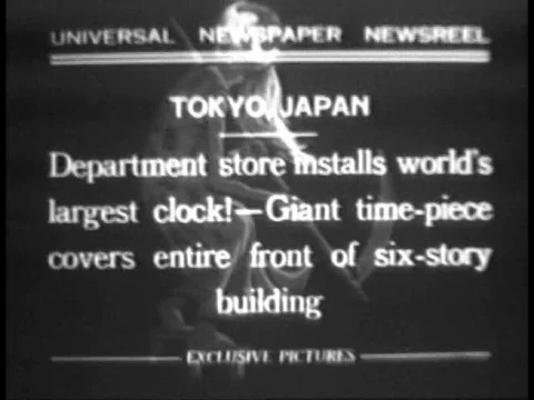 1932 Universal newsreel showcases world's largest clock in Japan. Stock Footage