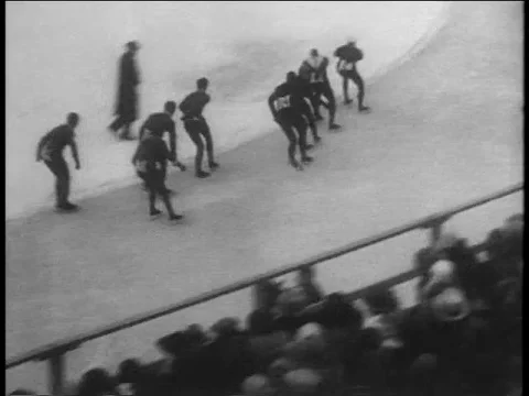 1932 Winter Olympics Speed Skating vintage footage Stock Footage 79596492