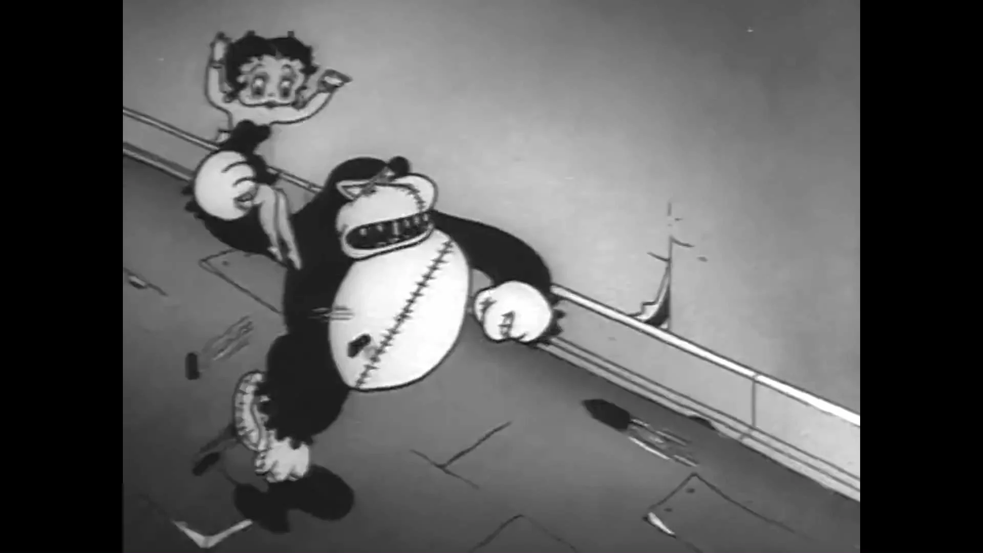 1933 - In this cartoon, a toy monkey trying to kidnap a Betty Boop doll is