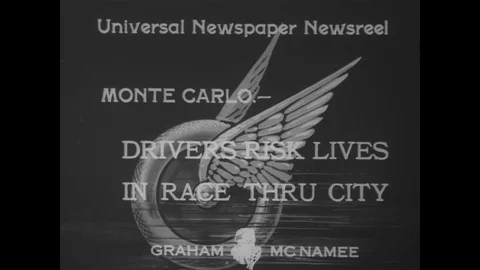 1933 - Drivers race through Monte Carlo during the Grand Prix. Stock Footage 128984452
