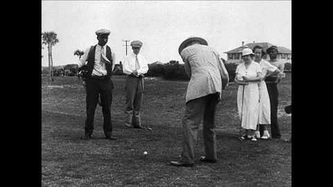 1933-John D. Rockefeller / Golf / USA / 1933 Stock Footage 77831100