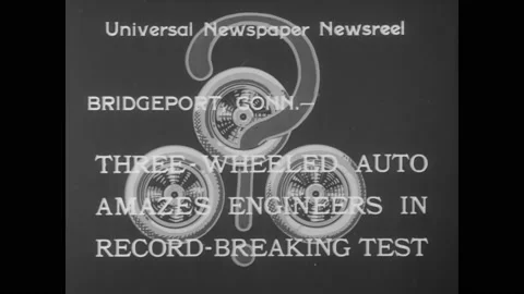 1933 - A three-wheeled car is driven and parallel parked. Stock Footage 205508657