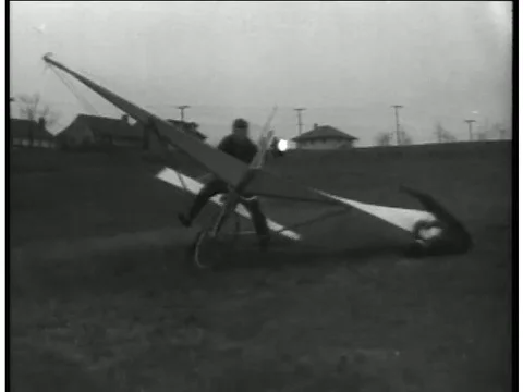 1934 Flying Bicycle attempt Stock Footage 80816944
