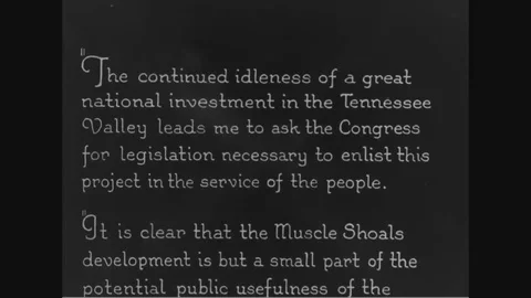 1934 - A speech shows FDR's plea to Congress to invest in the Tennessee River Stock Footage 85647210