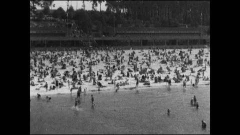 1937-Body of Water / Leisure Time / Berlin / Germany / 1933 - 1937 Stock Footage