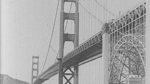 1937-Golden Gate Bridge / Bridge Construction / 1933-1937 Stock Footage