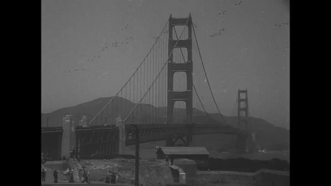 1937-Golden Gate Bridge / Opening / San Francisco / USA / 1937 Stock Footage