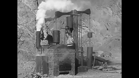 1937 - Horsepower units are used to estimate the strength of a mechanical water Stock Footage