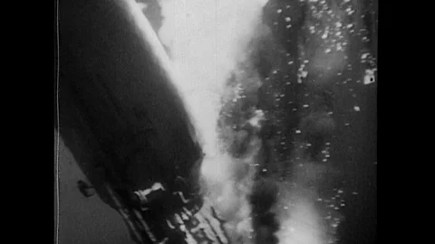 1937-LZ 129 Hindenburg / Catastrophe / Lakehurst / USA / 1937 Stock Footage
