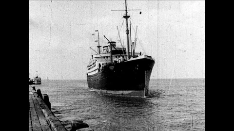 1937-Passenger Ship / MS St. Louis / Atlantic Ocean / 1937 Stock Footage 77933167
