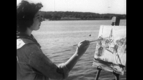 1937 - Works Progress Administration artists work on reproductions and on a Stock Footage 115377464