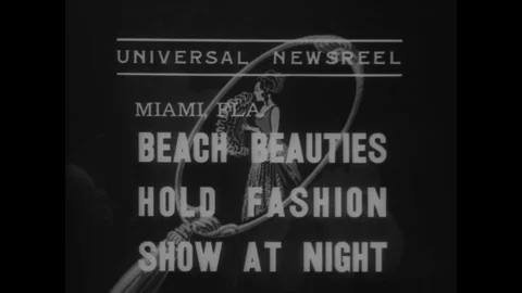 1938 - A beauty pageant is held poolside in Miami, Florida. Stock Footage 129448870