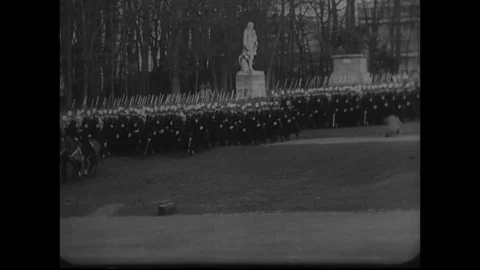 1938-Ecole Sp_ciale Militaire de Saint-Cyr / Parade / France / 1938 Stock Footage