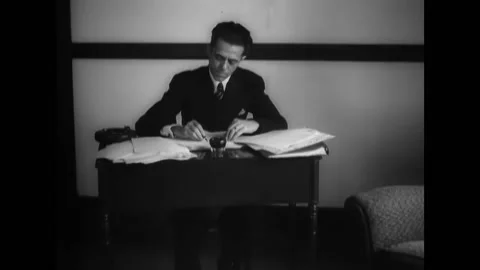 1939 - Author Rene Belbenoit writes about his time on Devil's Island. Stock-Footage 166855583
