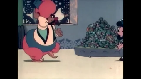 In this 1939 cartoon, a peasant arrives to ask for a princesss hand in marriage Stock Footage