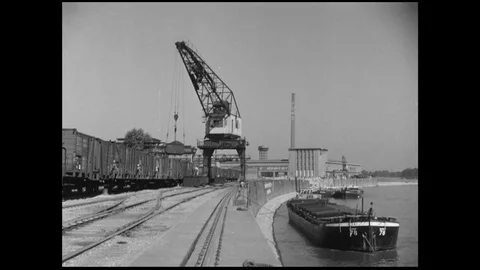 1939-Inland Navigation / Rhine / Germany / 1930 - 1939 Stock Footage