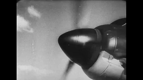 1939 - Luftwaffe planes take off and offer an aerial view of terrain and wrecked Video stock 109550898