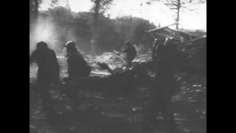 1940 - In this documentary directed by Frank Capra, Belgian children wounded by Stock Footage 136190998