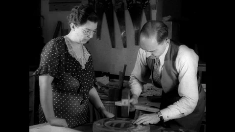 1940-Metal Craft / Workshop / USA / 1933 - 1940 Stock Footage