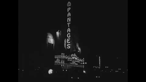 1940 - Moviegoers attend the premiere of a film at the Pantages Theater in Stock Footage 79448812