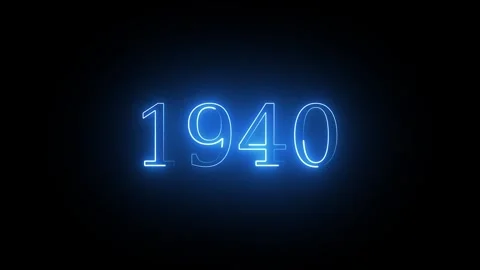 1940 neon line text. Abstract 1940 neon text animation, Glowing neon number.. Stock Footage 337831505