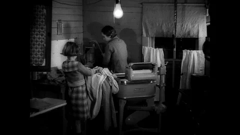1940-People / Washing / Housekeeping / USA / 1933 - 1940 Stock Footage